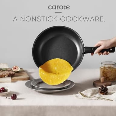 CAROTE Pots and Pans Set Non Stick, Cookware Set Detachable Handle, Nonstick Induction Kitchen Sets Non Stick with Removable Handle, RV Cook Ware, Oven Safe, Black - Image 2