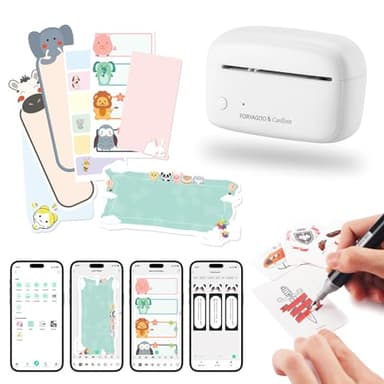 FORYAGOO Mini Printer - Portable Sticker Printer Machine, Thermal Label Maker Inkless Pocket Bluetooth Photo for Work, Life, Study Assistance, Tag Receipts, Board Game Cards - Image 1