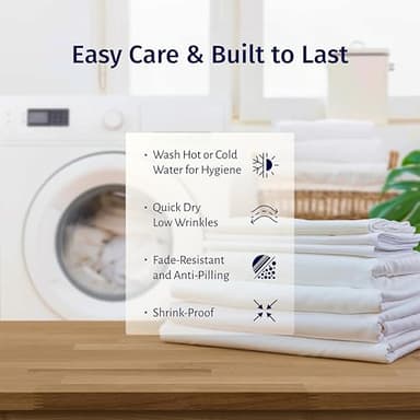 California Design Den Certified 100% Egyptian Cotton Sheets Queen Size Bed Set - Lightweight & Crisp Percale Queen Sheet Set Deep Pocket, Cool & Durable Luxury Bedding - White - Image 7