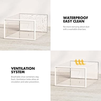 SEE SRPING XX-Large Shoe Storage Box Fit Size 14, Clear Plastic Stackable Shoe Organizer for Closet, Shoe Rack Sneaker Containers Bins Holders, Drawer Organize Unit, 12 Pack Clear - Image 4