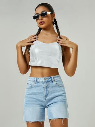 AUWUKA Womens High Waist Jean Shorts Wide Straight Leg Microelastic Long Denim Mom Shorts - Image 4