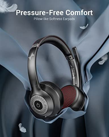 JIAMQISHI Wireless Headset with AI Noise Cancelling Microphone Bluetooth Headset - Bluetooth V5.2 Headphones with USB Dongle & Mic Mute for Computer/Laptop/PC/iPhone/Android/Cell Phones - Image 4