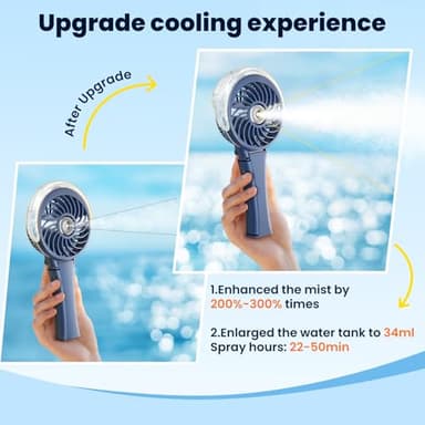 HandFan Upgraded Portable Handheld Misting Fan, Rechargeable Personal Mister Fan, Spray Water Mist Fans, Foldable Mini Cooling Hand Fans for Summer Beach Travel Concerts, Gifts for Women(Royal Blue) - Image 2