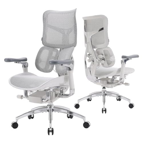 SIHOO Doro S300 Ergonomic Office Chair, Computer Chair, Gaming Chair with Dual Dynamic Lumbar Support, 6D Coordinated Armrests, Adjustable Rolling Chair (White Italian Velvet Mesh) - Image 1