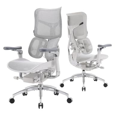 SIHOO Doro S300 Ergonomic Office Chair, Computer Chair, Gaming Chair with Dual Dynamic Lumbar Support, 6D Coordinated Armrests, Adjustable Rolling Chair (White Italian Velvet Mesh) - Image 1