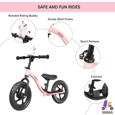 KRIDDO Toddler Balance Bike 2 Year Old, Age 24 Months to 5 Years Old, Early Learning Interactive Push Bicycle with Steady Balancing, Gift Bike for 2-5 Boys Girls, Pink - Image 4