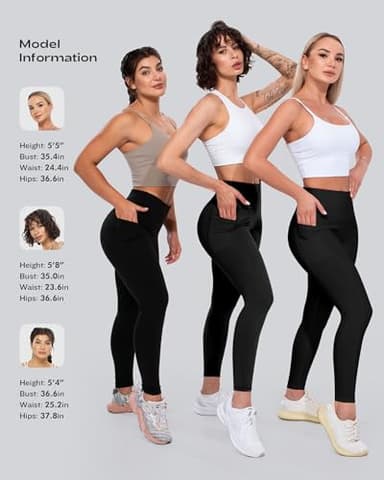 CHRLEISURE Leggings with Pockets for Women, High Waisted Tummy Control Workout Yoga Pants(5 Packs Black, M) - Image 6