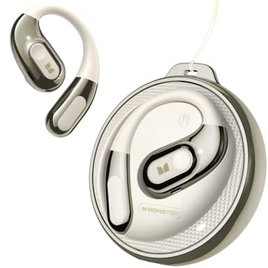 Monster Open Ear Headphones AC330, Wireless Earbuds Bluetooth 5.4 with Clear Talk, Stylish Rotating Case with Lanyard, Type-C Charging, Comfort Fit, 24H Playback, IPX5 Water Resistant, White - Image 1