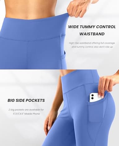 28"/30"/32"/34" Inseam Women's Bootcut Yoga Pants Long Bootleg High-Waisted Flare Pants with Pockets(Wild Indigo,28-M) - Image 4