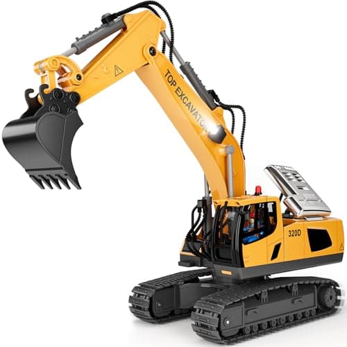 Remote Control Excavator Construction Toys for Boys, 2×1200mAh RC Construction Truck with Metal Shovel & Light, 11CH Excavator Toys for Boys 3-5 4-7 8-12 Year Old Kids Christmas Birthday Gift,120+Mins - Image 1