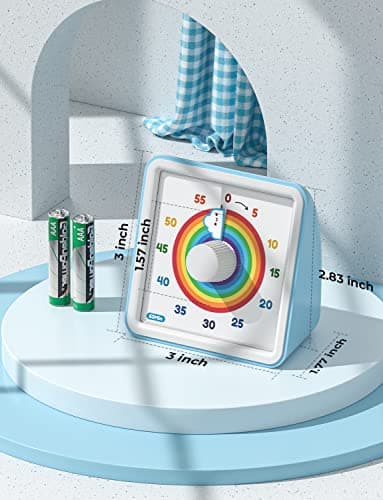 LIORQUE 60 Minute Visual Timer for Kids, Visual Countdown Timer for Classroom Office Kitchen with 'Rainbow' Pattern Design, Pomodoro Timer with Silent Operation (Batteries Included) - Image 2