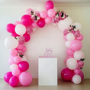 RUBFAC Hot Pink Balloons Different Sizes 105pcs 5/10/12/18 Inch for Garland Arch, Latex Party Balloons for Wedding Birthday Baby Shower Anniversary Valentine's Day Princess Theme Party Decoration - Image 5