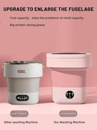 Portable Washing Machine, Mini Washer,15L Upgraded Large Capacity Foldable Washer.Deep Cleaning of Underwear, Baby Clothes and Other Small Clothes.Suitable for Apartments, Dormitories, Hotels.(Pink) - Image 2