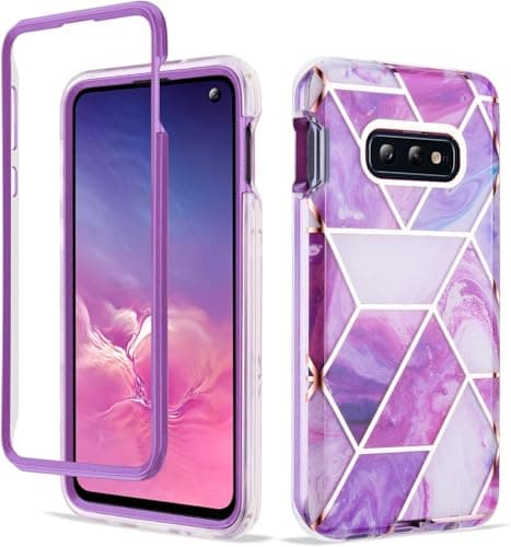 GOLINK Designed for Samsung Galaxy Series [Military Grade Shockproof] Marble Full Body Protective Phone Case (Purple, S10e) - Image 1