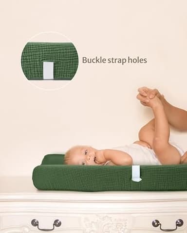 Blissful Diary Muslin Changing Pad Cover for Girls Boys, Ultra Soft Breathable Cotton, Baby Diaper Change Table Pad Covers, 2Pack (Monstera Leaves&Dark Green) - Image 4