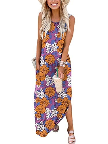 ANRABESS Women Casual Loose Sundress Sleeveless Split Maxi Long Beach Shirt Dress Travel Vacation 2025 Summer Outfits Floral Print XX-Large - Image 2
