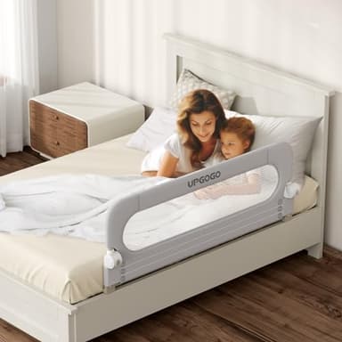 UPGOGO Folding Bed Rail for Toddlers,Baby Bed Rail Guard with Reinforced Anchor Safety System,Fit Bunk,Full Size,Queen,King,Twin(Grey,71"x23.6") - Image 7