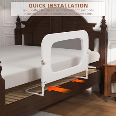 FigTime Bed Rail for Toddlers, Baby Bed Rail Guard for Kids, Toddler Bed Rails with Reinforced Anchor Fit, Height Adjustable & Foldable Bed Rail Guard for Twin, Full, Queen & King Beds (White, 32IN) - Image 5