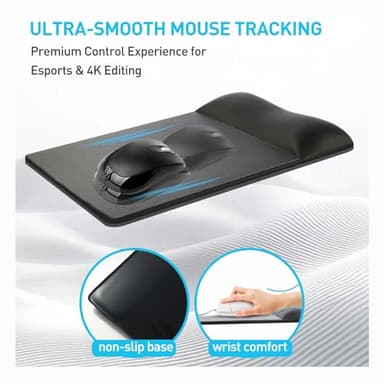 univo colors Design-Wave Wrist Rest Mouce Pad,PE Mouse Sliding Panel+Artificial Sheepskin+Memory Foam+Ergonomic+Anti-Slip Gel,Resilience Support During Work and Gaming,Mouce Accessory,White - Image 4