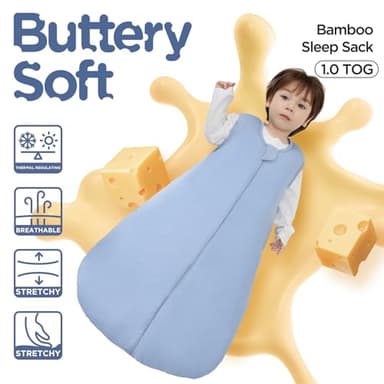Duomiaomiao 2 Pack Buttery Soft Rayon Made from Bamboo Baby Sleep Sack 6-18 Months 1.0 TOG, Premium Baby Sleeping Bag 2-Way Zipper for Babies - Image 2