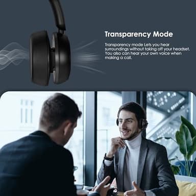 ANC & ENC Headset with Microphone for PC, Wireless Headset with Mic for Work(Flip-to-Mute & USB Dongle), Bluetooth 5.4 Noise Cancelling Headphones with Mic for Call Center/Home/Computer/Cell Phones - Image 4