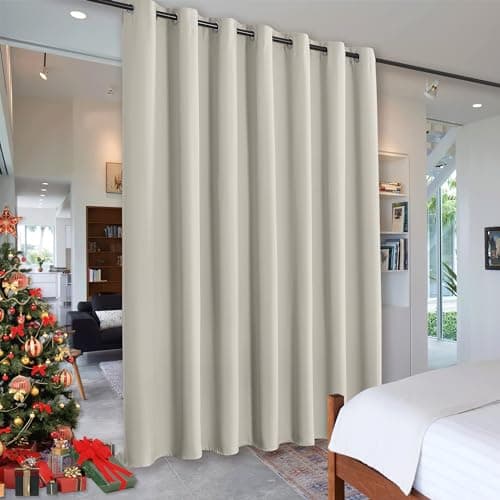 RYB HOME Blackout Curtains Soundproof Energy Saving Insulating Privacy Room Divider Curtains for Patio Sliding Glass Door Living Room Garage Home Theatre Large Window, W 150 x L 90 inches, Natural - Image 1
