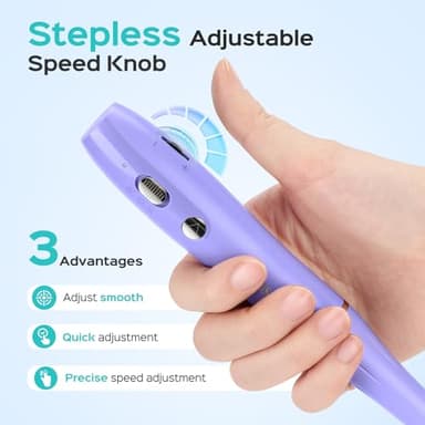 COSLUS Cordless Electric Nail Drill File: Nail Drill Machine with Stepless Speed Knob for Acrylic Gel Dip Powder Polish, Professional Portable Manicure Pedicure Rechargeable for Home Salon Use Purple - Image 3