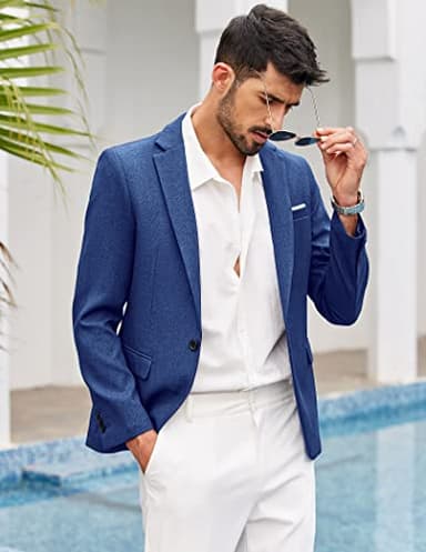 COOFANDY Men's Blazer Casual Sport Coats Slim Fit One Button Suit Jacket Lightweight Sports Jacket (Royal Blue,Small) - Image 2