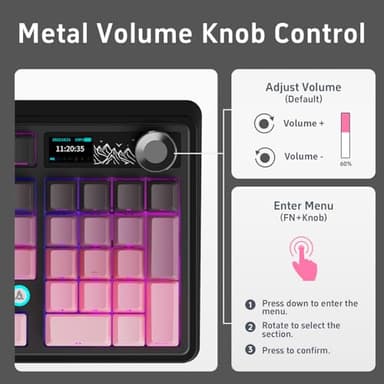 NACODEX Ajazz AK980 Pink Gaming Machanical Keyboard Gift Switch Full Size RGB Gasket Mount 8000mAh Triple Modes Custom Keyboard with Five Layer Pad | Knob Control - Image 6