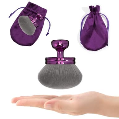 Blend & Blur Extra Large Body Makeup Brush for Self Tanner,Leg Makeup & Bronzer Self Tan Applicator, 3.2inch Wide Round Head Kabuki Brush For Application with Drawstring Bag (Purple) - Image 6