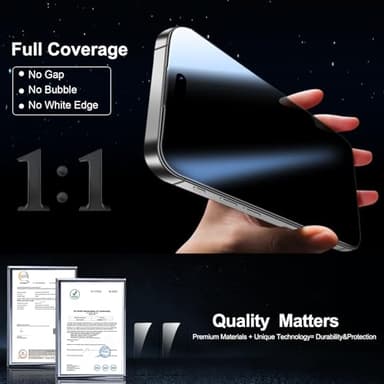 QsmQam for iPhone 16 Screen Protector + Camera Lens Protector, [Military Grade Shatterproof], Ultra Top 9H+ Tempered Glass, Full Coverage Screen, with Automatic Dust Removal [2+2 Pack] - Image 3