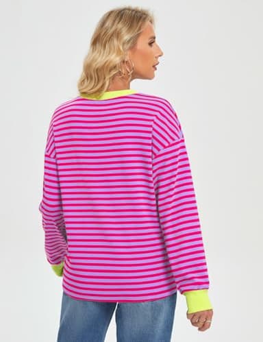 GKBK Striped Shirt Women Casual Long Sleeve Tops Lightweight Crewneck Tunic Tops Fashionable Fall Winter - Image 3