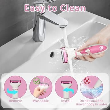 Beanify Electric Razor for Women Men,4 in 1 Painless Ladies Wet & Dry Body Razors and Facial Hair Remover,Rechargeable Led Display Hair Removal Kit for Nose Face Body Leg Bikini Hair (Green) - Image 4