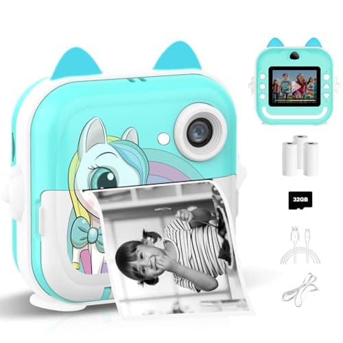 Instant Print Camera for Kids, Christmas Birthday Gifts for Girls Boys, Selfie Digital Camera with 1080P Videos, Portable Camera Toy for 4 5 6 7 8 9 10 Years Old boy with Print Paper & 32G Card - Image 1