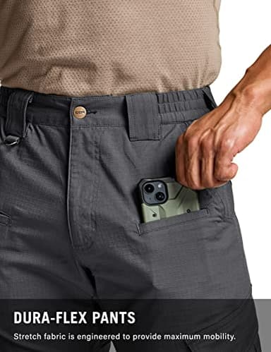 CQR Men's Flex Ripstop Tactical Pants, Water Resistant Stretch Cargo Pants, Lightweight EDC Hiking Work Pants, Dura Flex Charcoal, 34W x 32L - Image 7