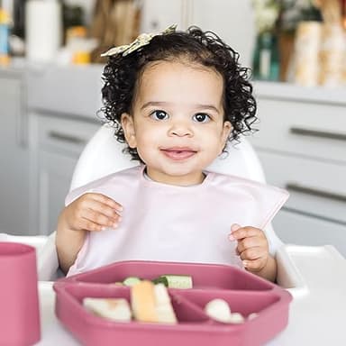 Tiny Twinkle Mess-Proof Baby Bib - Waterproof Bib for Baby Girl - Machine Washable - Adjustable Closure - PVC, BPA, & Phthalate Free - Great for Travel - Baby Food Bibs (3 Pack, Unicorn Set) - Image 3