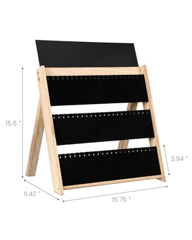 Bulado Necklace Display for Vendors, 3 Tier Foldable Jewelry Display Stand with 66 Slots, Wooden Chain Necklace Holder with Velvet for Selling, Jewelry Storage Organizer for Craft Show - Image 6