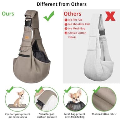CUBY Dog and Cat Sling Carrier - Hands Free Reversible Pet Papoose Bag - Soft Pouch and Tote Design - Suitable for Puppy, Small Dogs Cats Outdoor (Khaki Senior, Adjust Strap 2.0)… - Image 2