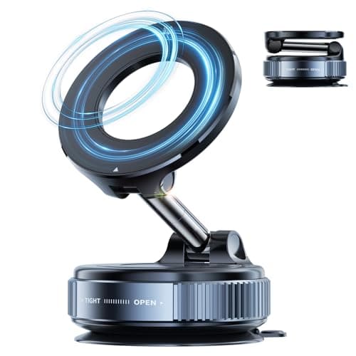 DKGEVEAO Suction Cup Phone Mount,Vacuum Magnetic Phone Holder for Car,360 Adjustable Vacuum Magnetic Phone Holder,Magnet Car Mount for All Smartphones & All Vehicle & Gym/Bathroom Mirror - Image 1