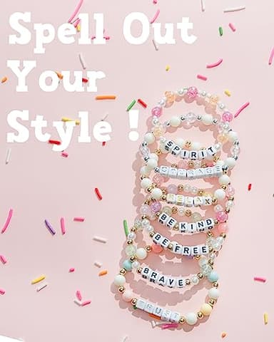 Deinduser 1064 Pieces Letter Beads - White Square Letter Beads for Bracelets - Acrylic Letter Beads for Jewelry Making - Bracelet Letter Beads - Alphabet Beads Black on White - Image 3