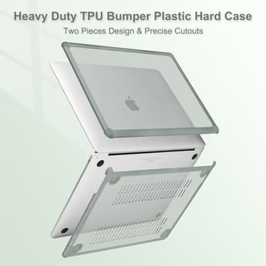 MOSISO Compatible with MacBook Pro 13 inch Case M2 2025-2016 A2338 M1 A2251 A2289 A2159 A1989 A1708 A1706, Anti-Cracking Heavy Duty Plastic TPU Bumper Hard Case&Keyboard Skin&Screen Film,Emerald Green - Image 4