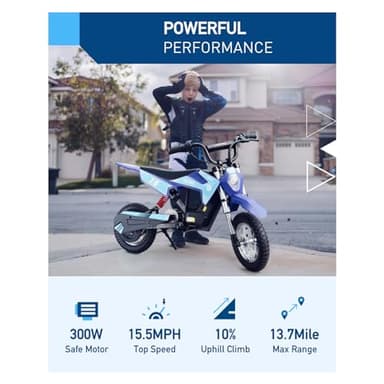 Hiboy DK1 36V Electric Dirt Bike,300W Electric Motorcycle - Up to 15.5MPH & 13.7 Miles Long-Range,3-Speed Modes Motorcycle for Kids Ages 3-10 - Image 2