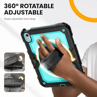 timecity for iPad (A16) 11th/ 10th Generation Case 11''/ 10.9 Inch (2025/2022) - Heavy Duty Protective Cover with Screen Protector, Stand, Shoulder Strap & Pencil Holder | Kids-Friendly - Light Blue - Image 8