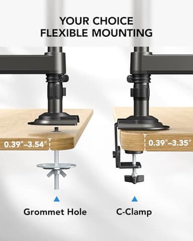 HUANUO 17-32 Inch Dual Monitor Stand, Gas Spring Dual Monitor Mount, Monitor Stand 2 Monitors, Ergonomic Adjustable Tilt/Swivel/Rotate, Weight Max 19.8 lbs, VESA 75/100mm - Image 7