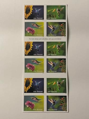 20pcs Flowers Postage Stamps for Mailing Forever Sheets (Hummingbird Flowers) - Image 2