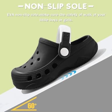 OWIF Kids Toddler Clogs Boys Girls Slip on Slides Sandals Summer Beach Pool Outdoor Water Shoes Shower Slippers,Dinosaur Black 5-6 Toddler - Image 3