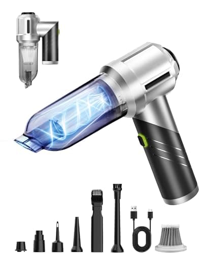 Car Vacuum Portable Cordless, 17000PA Foldable Car Cleaner High Power, 4 in 1 Mini Handheld Vacuum with Air Duster, Type-C Charge, Metal Steel Filter, Portable for Auto/RV/Home Detail Cleaning - Image 1