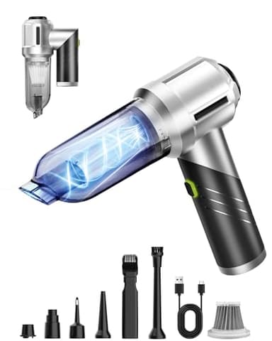 Car Vacuum Portable Cordless, 17000PA Foldable Car Cleaner High Power, 4 in 1 Mini Handheld Vacuum with Air Duster, Type-C Charge, Metal Steel Filter, Portable for Auto/RV/Home Detail Cleaning - Image 1