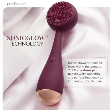 PMD Clean - Smart Facial Cleansing Device with Silicone Brush & Anti-Aging Massager - Waterproof - SonicGlow Vibration Technology - Clear Pores and Blackheads - Lift, Firm, and Tone Skin - Image 2