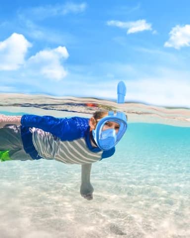QingSong Kids Snorkel Mask Full Face, Snorkeling Set with Camera Mount, 180 Degree Panoramic View Snorkeling Gear Anti-Fog Anti-Leak - Image 2